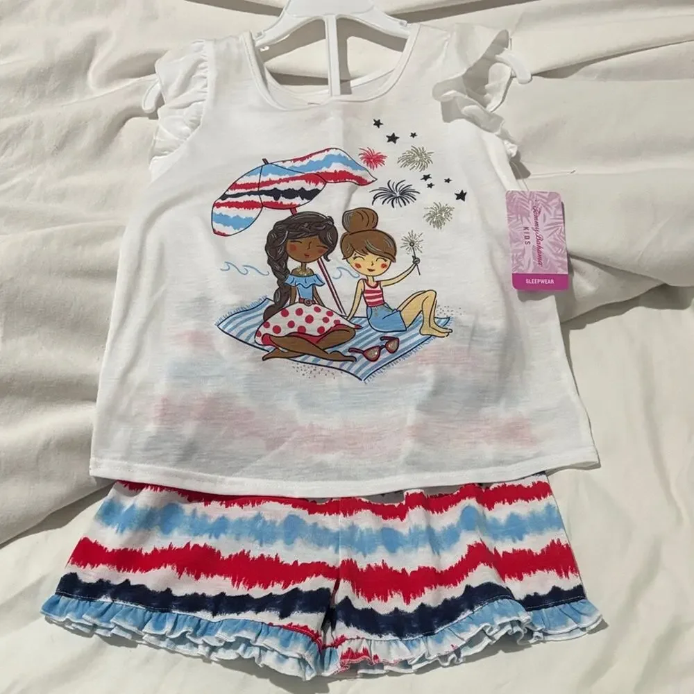 Tommy Bahama 7 Kids Pink Sleepwear Set patriotic theme red white blue nwt